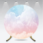 Aperturee - Aperturee Dreamy Pastel Gradient Sky Round Backdrop with Ethereal Clouds Blue Pink and Orange Hues for Photo Shoots