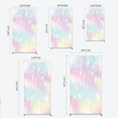 Aperturee - Aperturee Dreamy Pastel Rainbow Glitter Sparkle Rectangle Arch Backdrop Magical Birthday Party Decoration