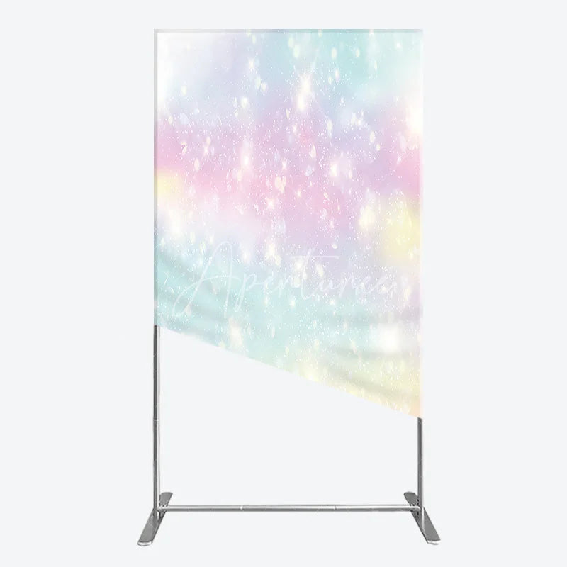 Aperturee - Aperturee Dreamy Pastel Rainbow Glitter Sparkle Rectangle Arch Backdrop Magical Birthday Party Decoration