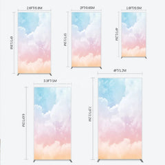 Aperturee - Aperturee Dreamy Pastel Sky Cloud Gradient Rectangle Arch Backdrop Blue Pink Orange Photography Background for Baby Shower