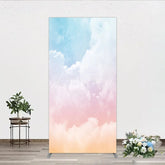 Aperturee - Aperturee Dreamy Pastel Sky Cloud Gradient Rectangle Arch Backdrop Blue Pink Orange Photography Background for Baby Shower