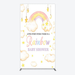 Aperturee - Aperturee Dreamy Pastel Watercolor Rainbow Clouds and Stars Rectangle Arch Backdrop for Baby Shower Party