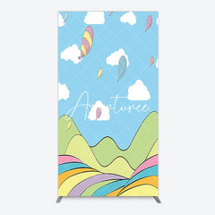 Aperturee - Aperturee Dreamy Pastel Whimsical Cartoon Landscape Rectangle Arch Backdrop Hills and Floating Balloons for Birthday Party