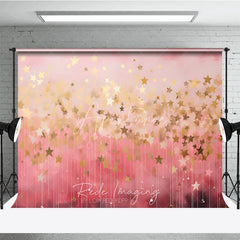 Aperturee - Aperturee Dreamy Pink and Gold Falling Stars Photography Backdrop Elegant Magical Celebration Party Decor for Girls