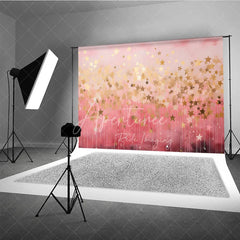 Aperturee - Aperturee Dreamy Pink and Gold Falling Stars Photography Backdrop Elegant Magical Celebration Party Decor for Girls