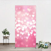 Aperturee - Aperturee Dreamy Pink and White Heart Bokeh Rectangle Arch Backdrop Romantic Valentine’s Day Wedding or Baby Shower Party Decor