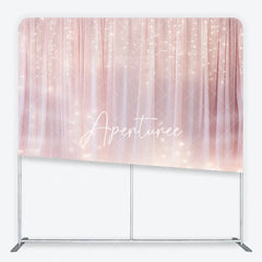 Aperturee - Aperturee Dreamy Pink Sheer Fabric Fairy Lights Glowing Square Double-Sided Backdrop Romantic Elegant Celebration Party Decor