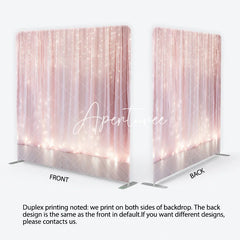 Aperturee - Aperturee Dreamy Pink Sheer Fabric Fairy Lights Glowing Square Double-Sided Backdrop Romantic Elegant Celebration Party Decor