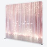 Aperturee - Aperturee Dreamy Pink Sheer Fabric Fairy Lights Glowing Square Double-Sided Backdrop Romantic Elegant Celebration Party Decor