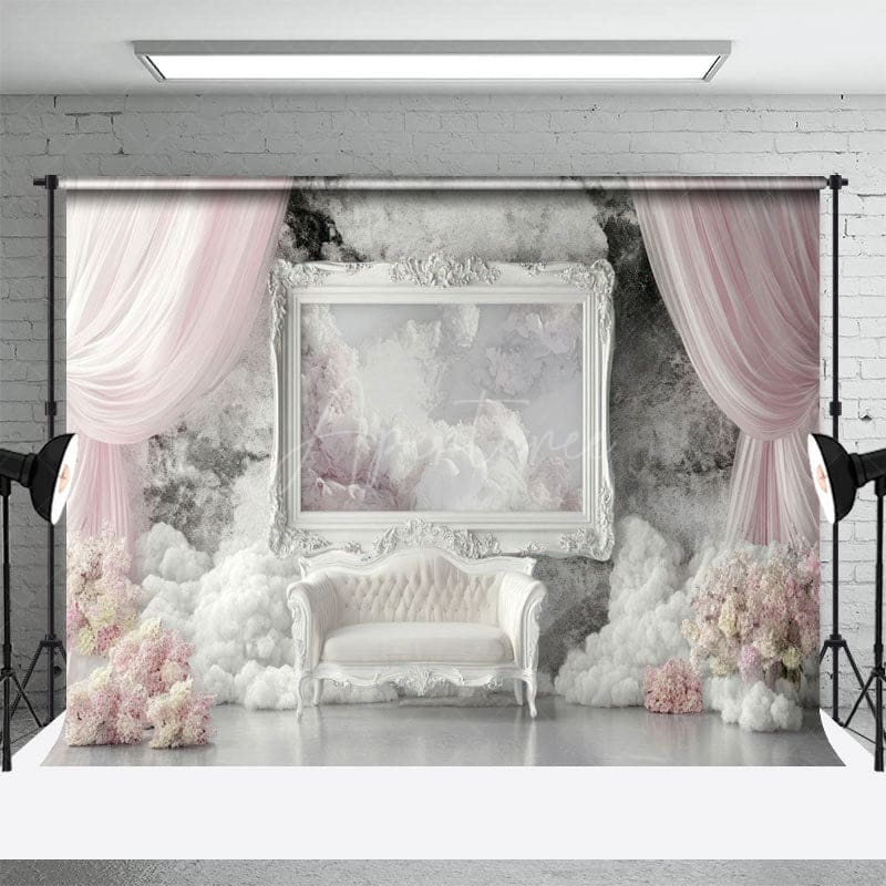 Aperturee - Aperturee Dreamy Romantic Pink Royal Wedding Photo Backdrop