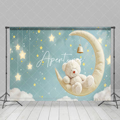 Aperturee - Aperturee Dreamy White Bear Asleep on Crescent Moon Backdrop
