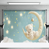 Aperturee - Aperturee Dreamy White Bear Asleep on Crescent Moon Backdrop