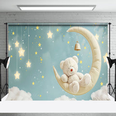 Aperturee - Aperturee Dreamy White Bear Asleep on Crescent Moon Backdrop