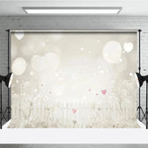 Aperturee - Aperturee Dreamy White Picket Fence Photography Backdrop with Bokeh Lights and Pink Hearts for Romantic Portraits