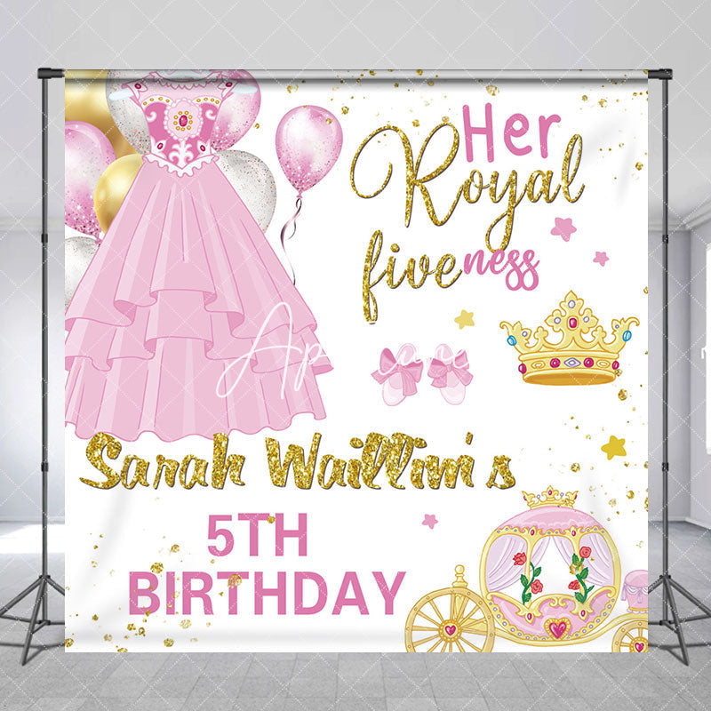 Aperturee - Aperturee Dress Royal Fiveness Custom Name Birthday Backdrop