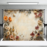 Aperturee - Aperturee Dried Flower Beige Retro Wall Backdrop For Photo
