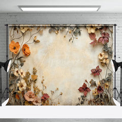 Aperturee - Aperturee Dried Flower Beige Retro Wall Backdrop For Photo