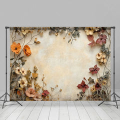 Aperturee - Aperturee Dried Flower Beige Retro Wall Backdrop For Photo