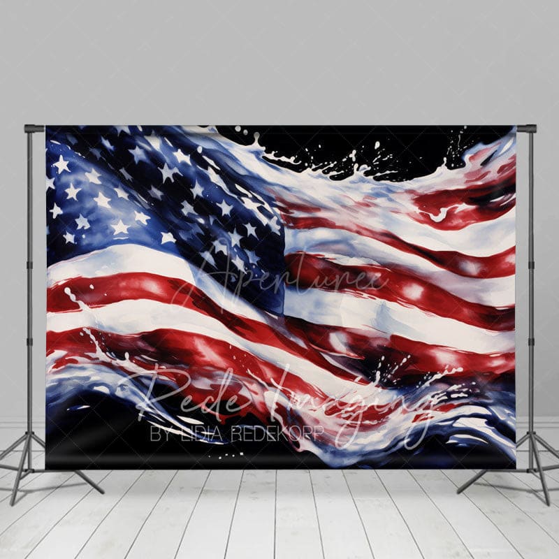 Aperturee - Aperturee Dripping American Flag Independence Day Photo Backdrop
