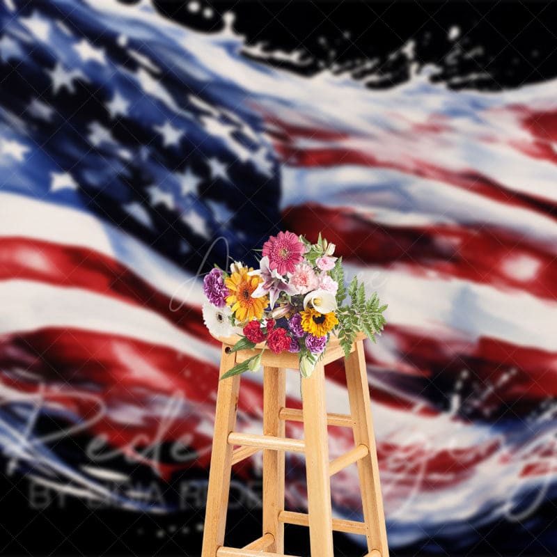 Aperturee - Aperturee Dripping American Flag Independence Day Photo Backdrop