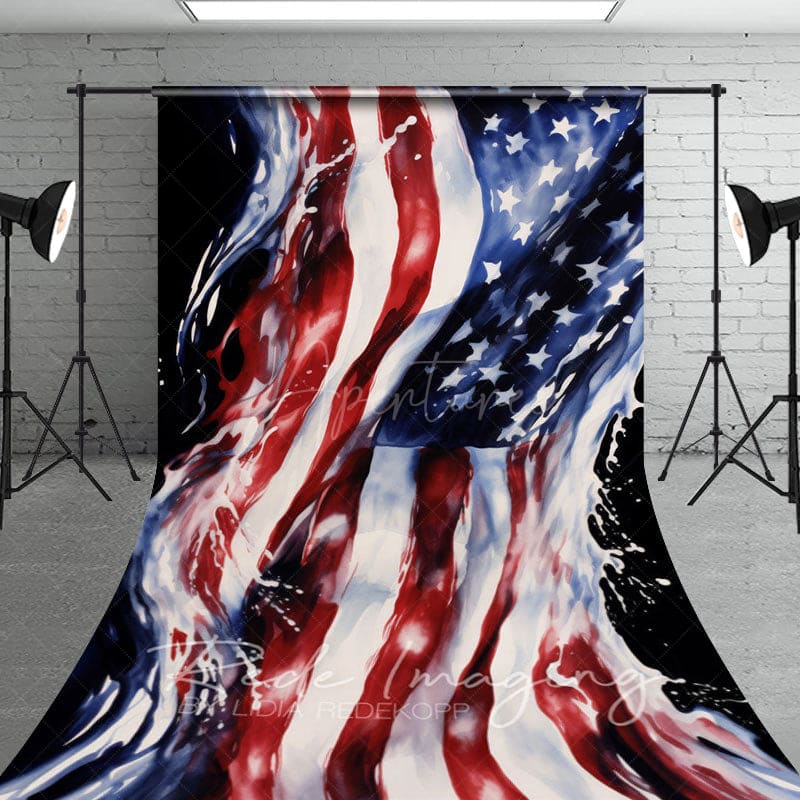Aperturee - Aperturee Dripping American Flag Independence Day Sweep Backdrop