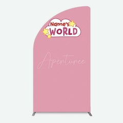 Aperturee Aperturee Dusty Rose Girls World Birthday Half Moon Arch Backdrop