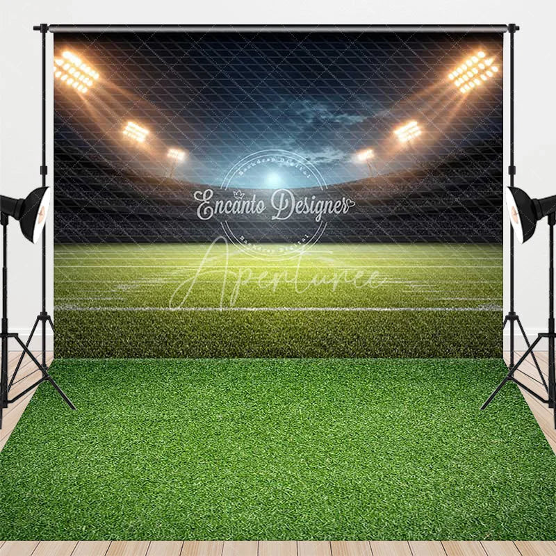 Aperturee - Aperturee Dynamic Football Stadium Night Scene with Spotlights Combo Set Backdrop Green Field Sports Game Party Decor