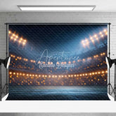 Aperturee - Aperturee Dynamic Night Stadium Sports Backdrop with Bright Floodlights and String Lights Perfect for Game Night Party