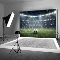 Aperturee - Aperturee Dynamic Soccer Field Backdrop Stadium Lights Football Game Night Photography Background for Sports Party