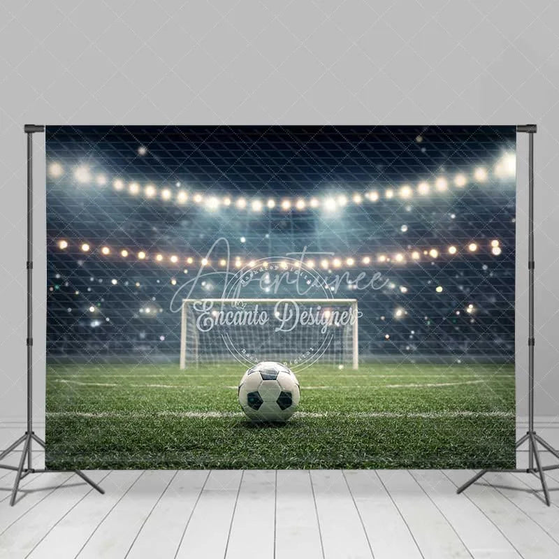 Aperturee - Aperturee Dynamic Soccer Field Backdrop Stadium Lights Football Game Night Photography Background for Sports Party