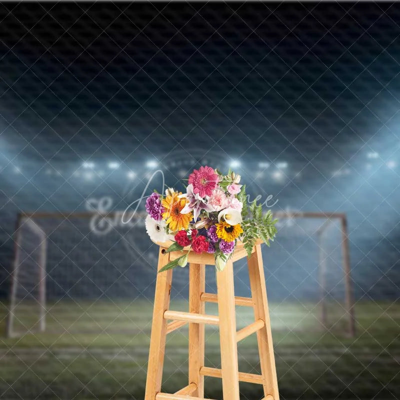 Aperturee - Aperturee Dynamic Soccer Field Goal Backdrop Professional Sports Theme Photography Background for Birthday Party