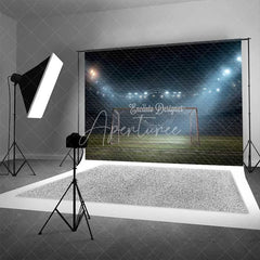 Aperturee - Aperturee Dynamic Soccer Field Goal Backdrop Professional Sports Theme Photography Background for Birthday Party