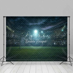 Aperturee - Aperturee Dynamic Soccer Field Goal Night Game Backdrop Sports Theme Party Photography Background for Sports Event