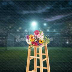 Aperturee - Aperturee Dynamic Soccer Field Goal Night Game Backdrop Sports Theme Party Photography Background for Sports Event
