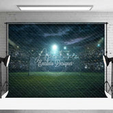 Aperturee - Aperturee Dynamic Soccer Field Goal Night Game Backdrop Sports Theme Party Photography Background for Sports Event