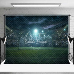 Aperturee - Aperturee Dynamic Soccer Field Goal Night Game Backdrop Sports Theme Party Photography Background for Sports Event