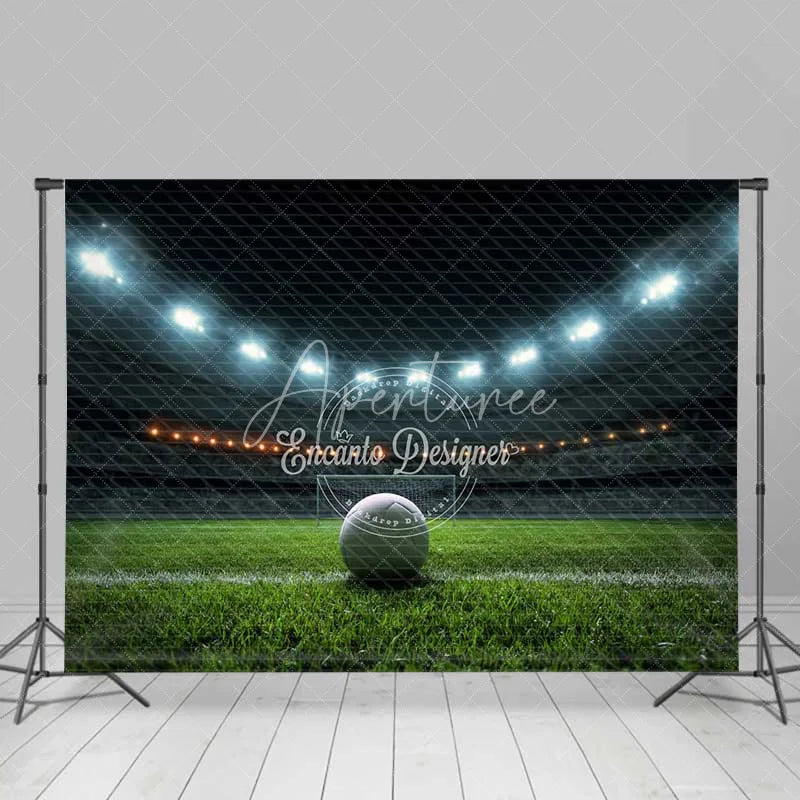 Aperturee - Aperturee Dynamic Soccer Stadium Night Game Backdrop Bright Field Lights Sports Photography Birthday Party Decor