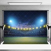 Aperturee - Aperturee Dynamic Sports Stadium Night Game Backdrop Bright Floodlights Green Field Audience Stands Photography Background
