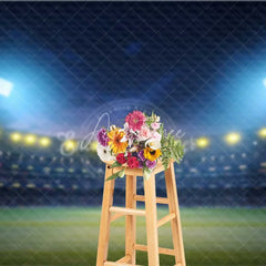 Aperturee - Aperturee Dynamic Sports Stadium Night Game Backdrop Bright Floodlights Green Field Audience Stands Photography Background