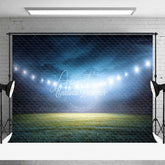 Aperturee - Aperturee Dynamic Sports Stadium Photography Backdrop Bright Lights Green Field Night Sky Background for Events