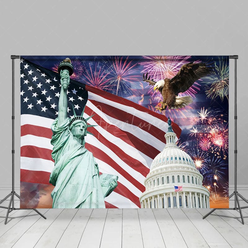 Aperturee - Aperturee Eagle Celebrating Independence Day Photo Backdrop