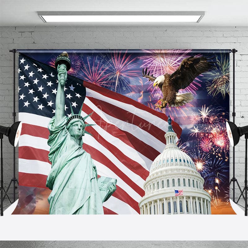 Aperturee - Aperturee Eagle Celebrating Independence Day Photo Backdrop