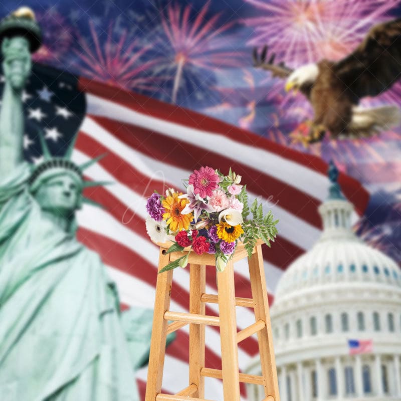 Aperturee - Aperturee Eagle Celebrating Independence Day Photo Backdrop