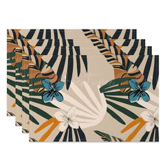 Aperturee - Aperturee Earth Abstract Foliage Wall Art Set of 4 Placemats