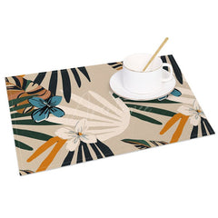 Aperturee - Aperturee Earth Abstract Foliage Wall Art Set of 4 Placemats