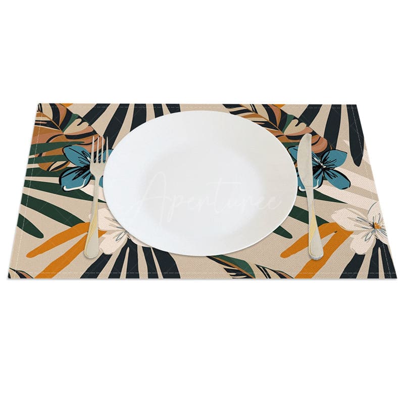 Aperturee - Aperturee Earth Abstract Foliage Wall Art Set of 4 Placemats