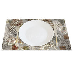 Aperturee - Aperturee Earth Tone Boho Tropical Leaf Set of 4 Placemats