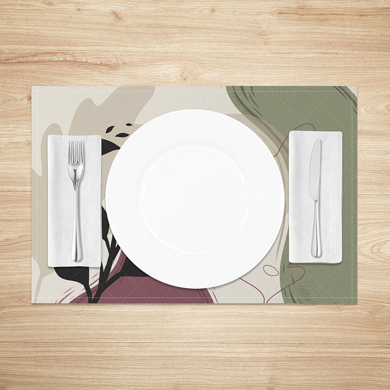 Aperturee - Aperturee Earth Tone Landscape Painting Placemats Set of 4 Abstract Mountain Art for Rustic Dining Table Decor