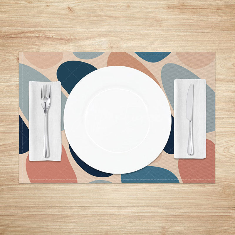 Aperturee - Aperturee Earth Tone Pebble Placemats Set of 4 Realistic Stone Print for Rustic and Natural Kitchen Dining Decor