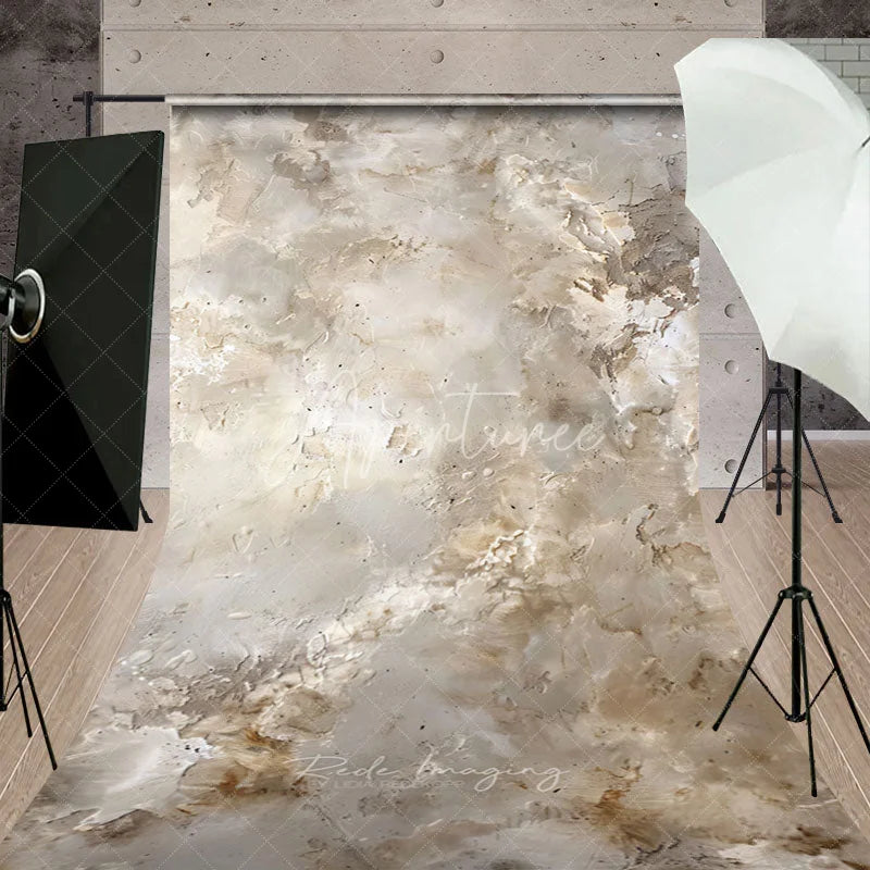 Aperturee - Aperturee Earthy Neutral Textured Sweep Backdrop Rustic Beige and Brown Plaster Wall Photography Background